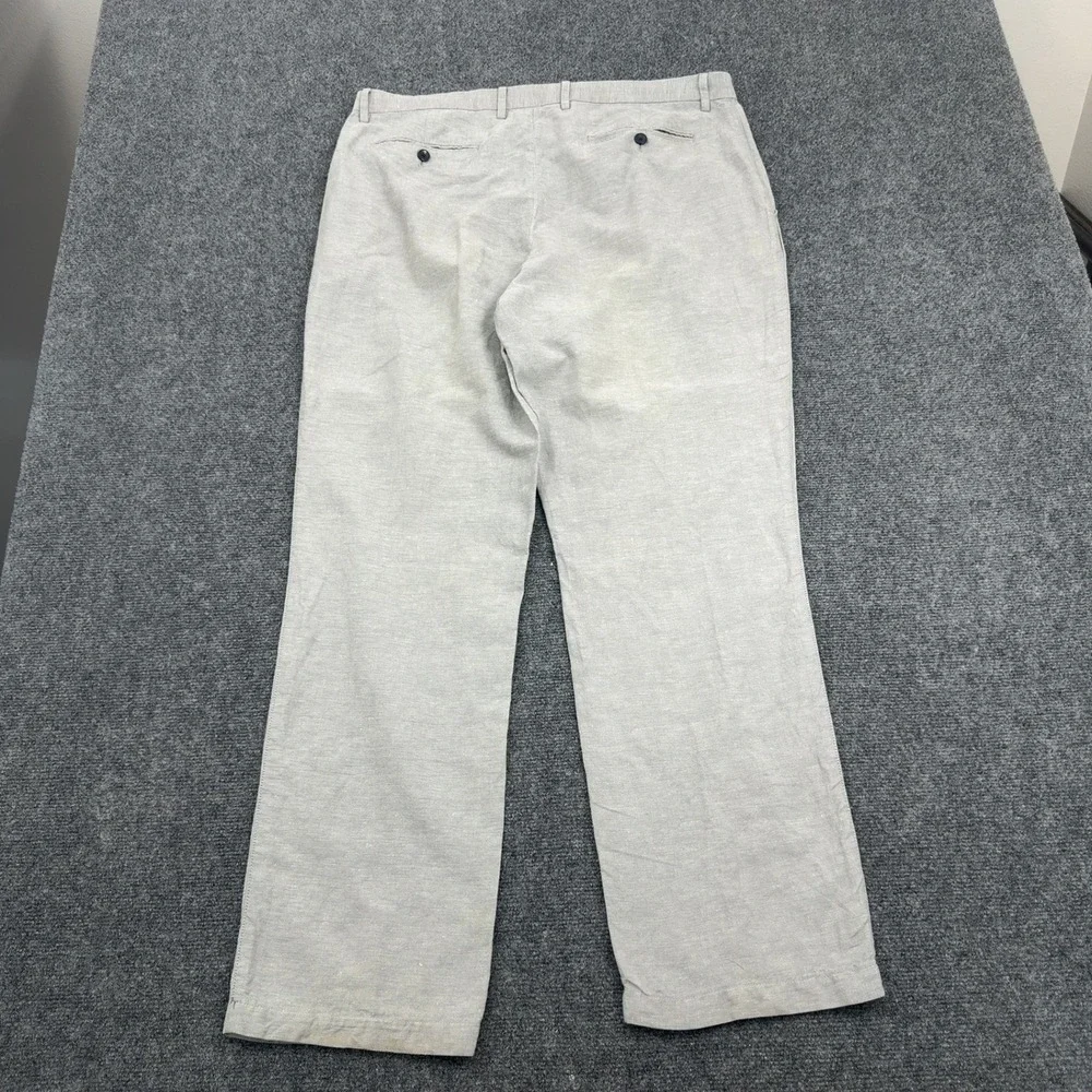 Banana Republic Kentfield Pant Mens 38x32 Grey Linen Cotton Flat Front Casual